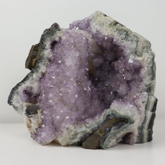 Amethyst Geode with Clear Quartz Inclusions