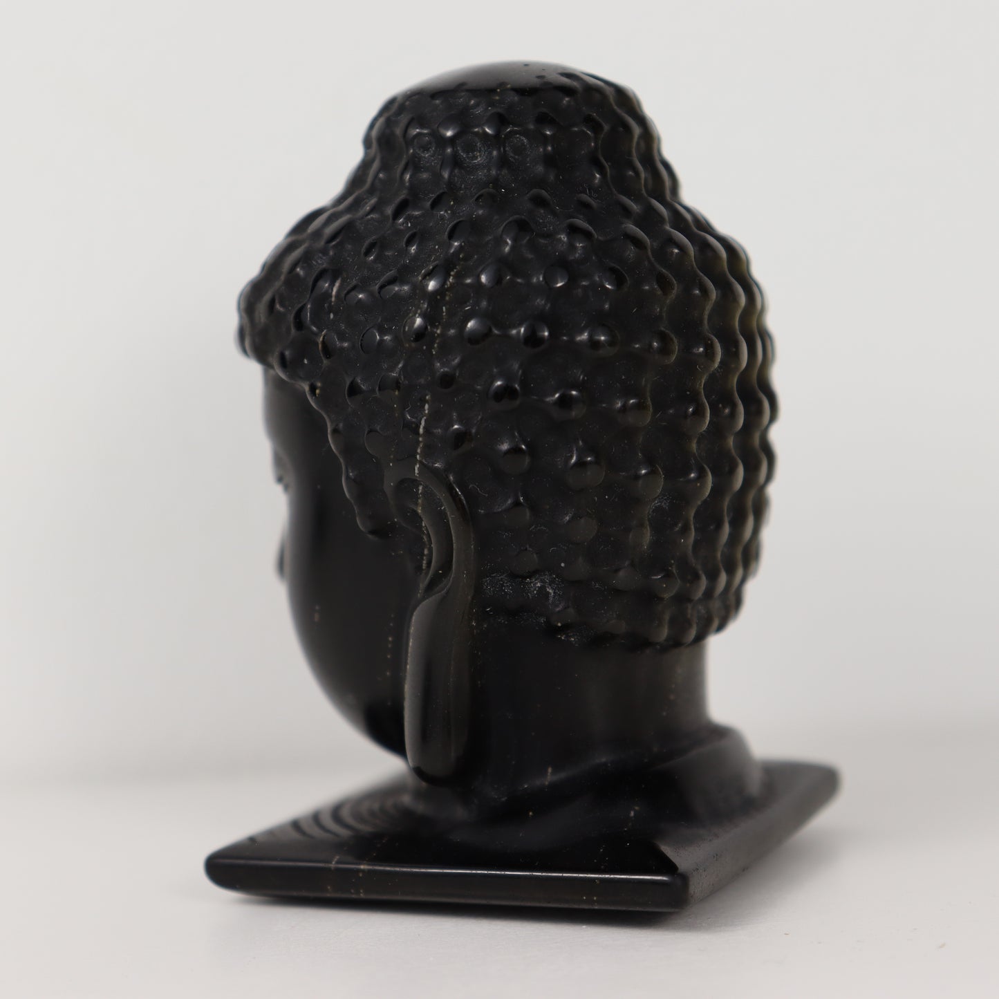 Golden Obisidan Buddha Head Carving