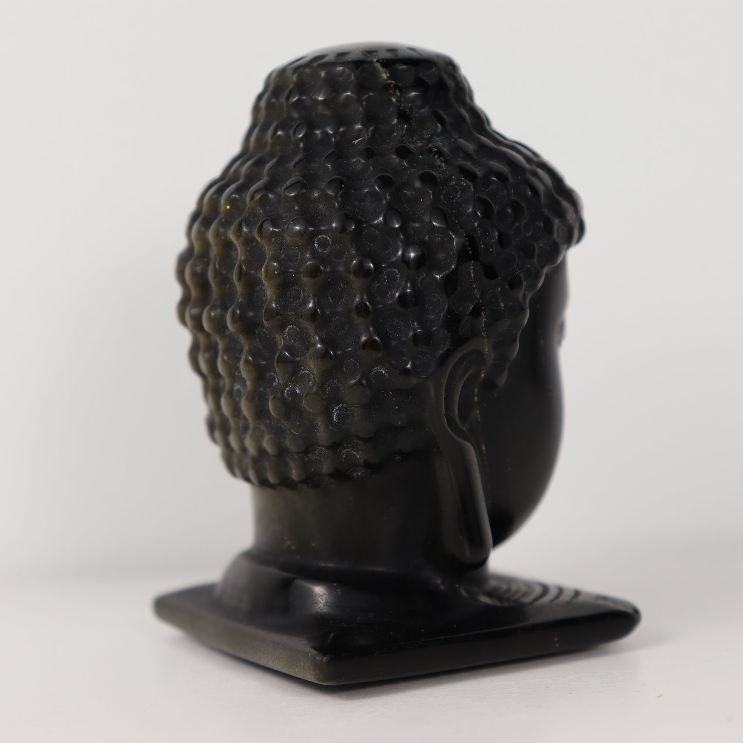 Golden Obisidan Buddha Head Carving