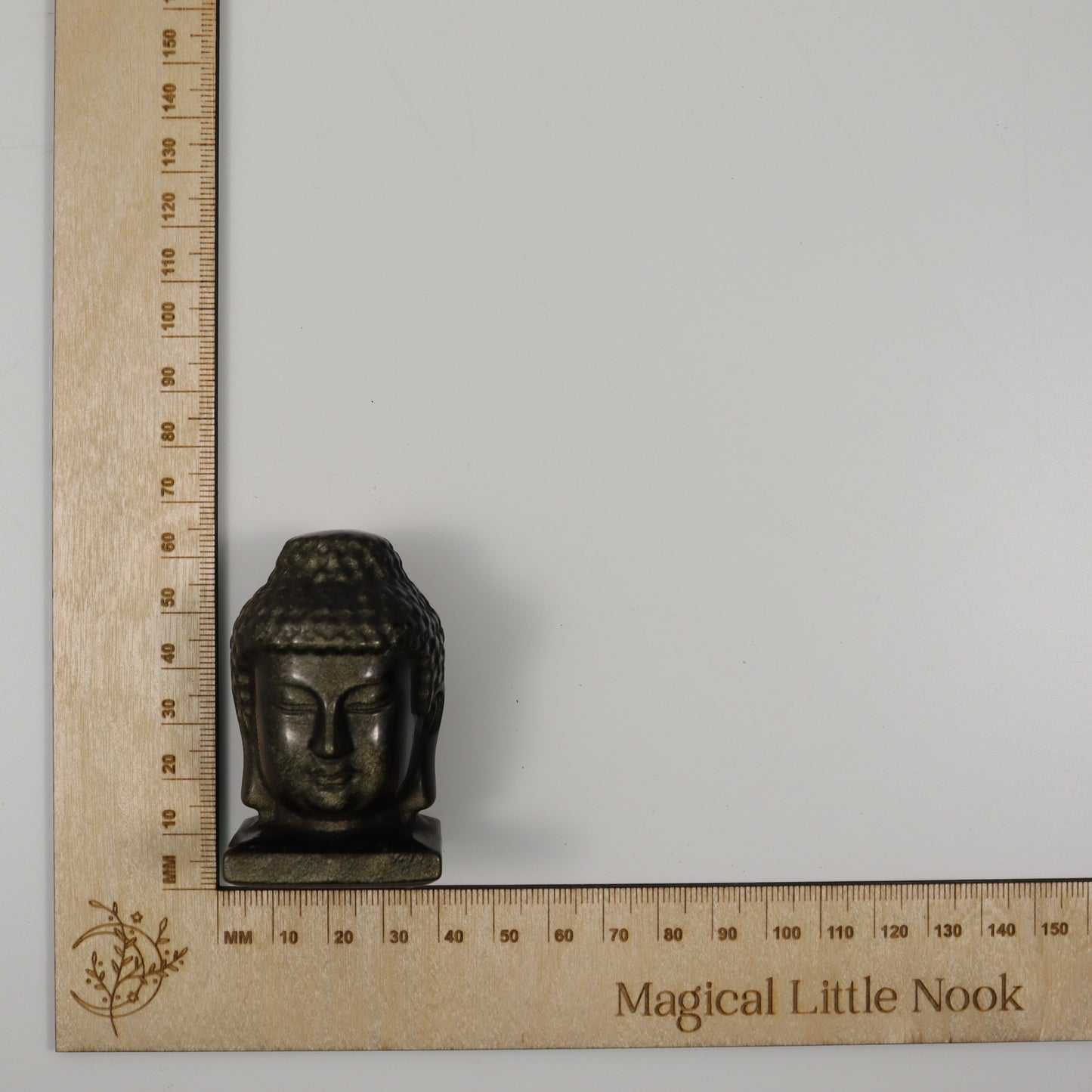 Golden Obisidan Buddha Head Carving