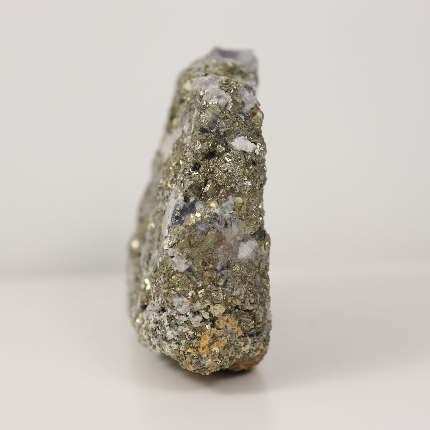 Pyrite Specimen with Clear Quartz and Amethyst Inclusions