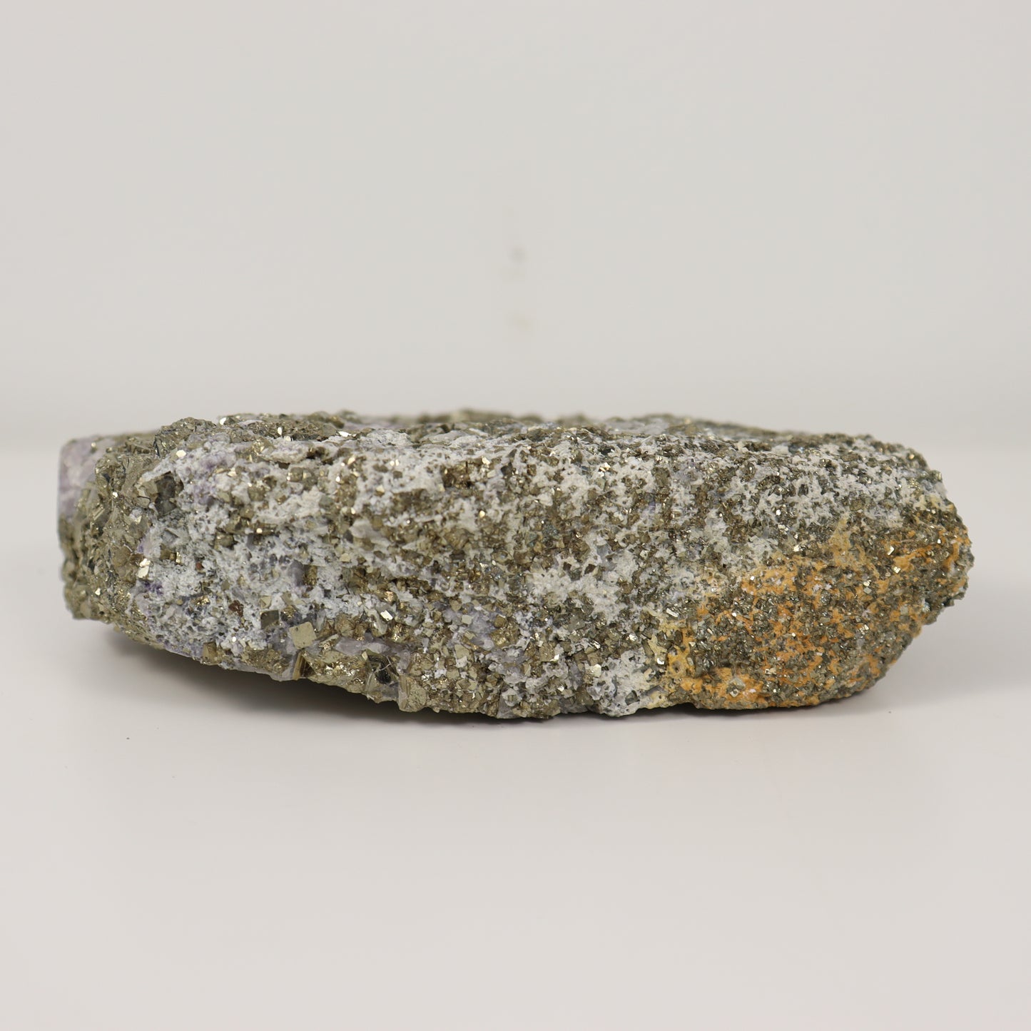 Pyrite Specimen with Clear Quartz and Amethyst Inclusions