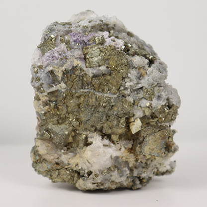 Pyrite Specimen with Clear Quartz and Amethyst Inclusions