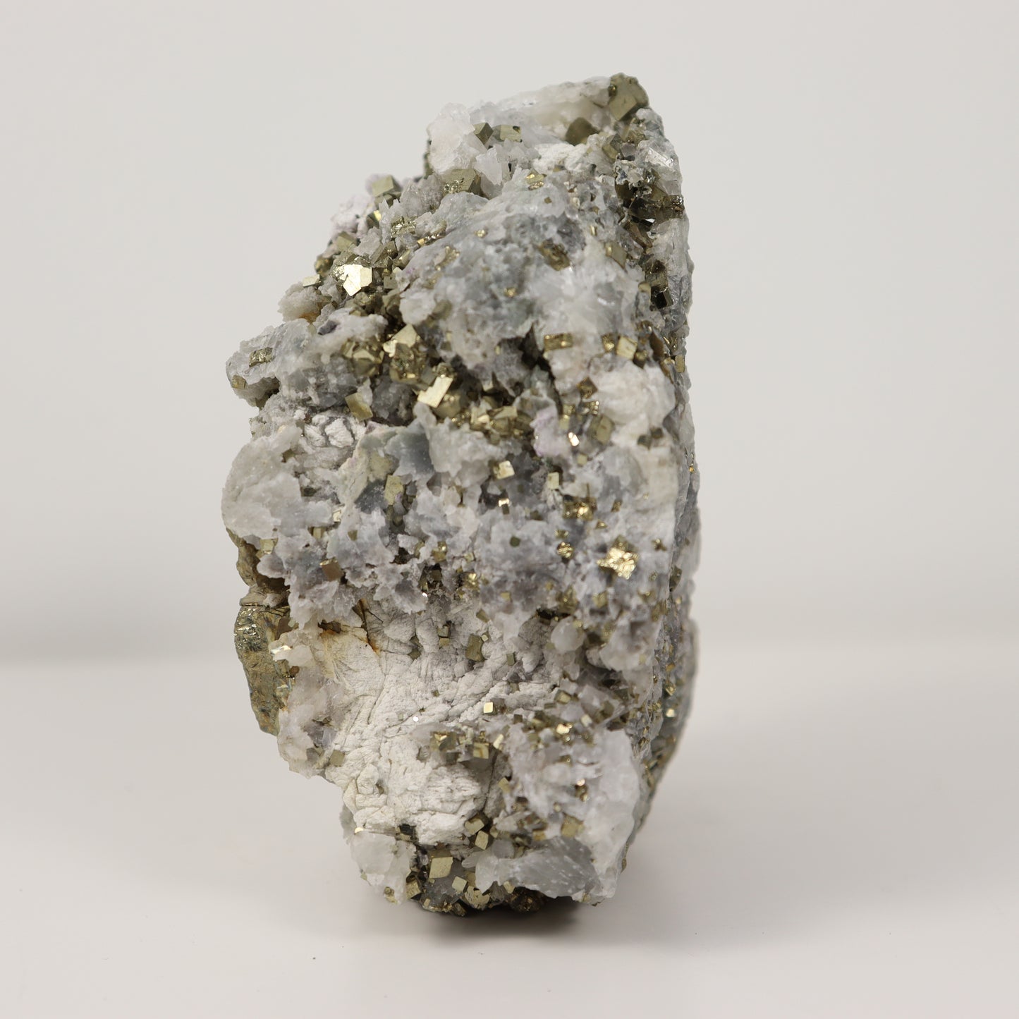 Pyrite Specimen with Clear Quartz and Amethyst Inclusions