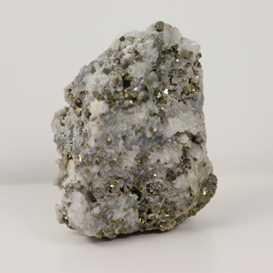 Pyrite Specimen with Clear Quartz and Amethyst Inclusions