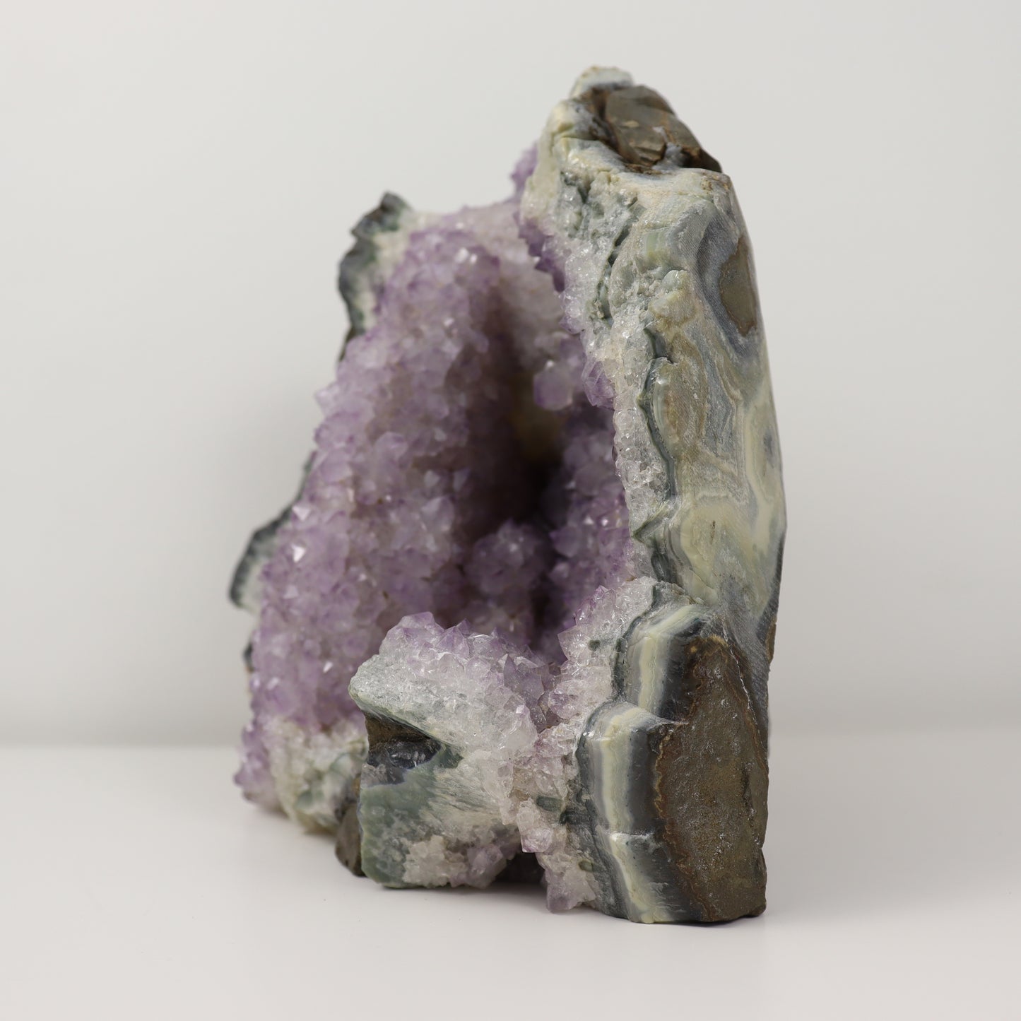 Amethyst Geode with Clear Quartz Inclusions