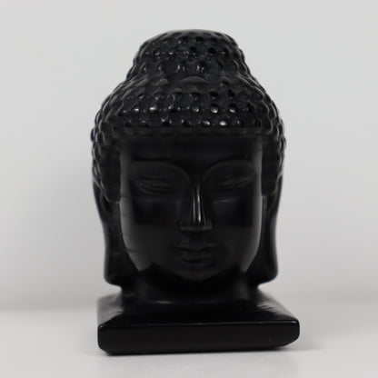 Black Obsidian Buddha Head Carving