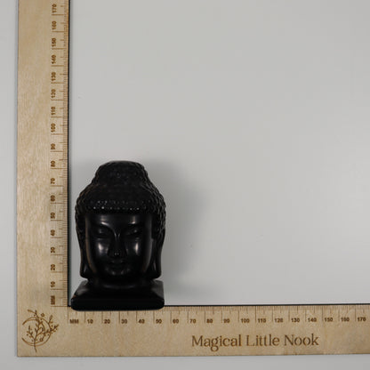 Black Obsidian Buddha Head Carving